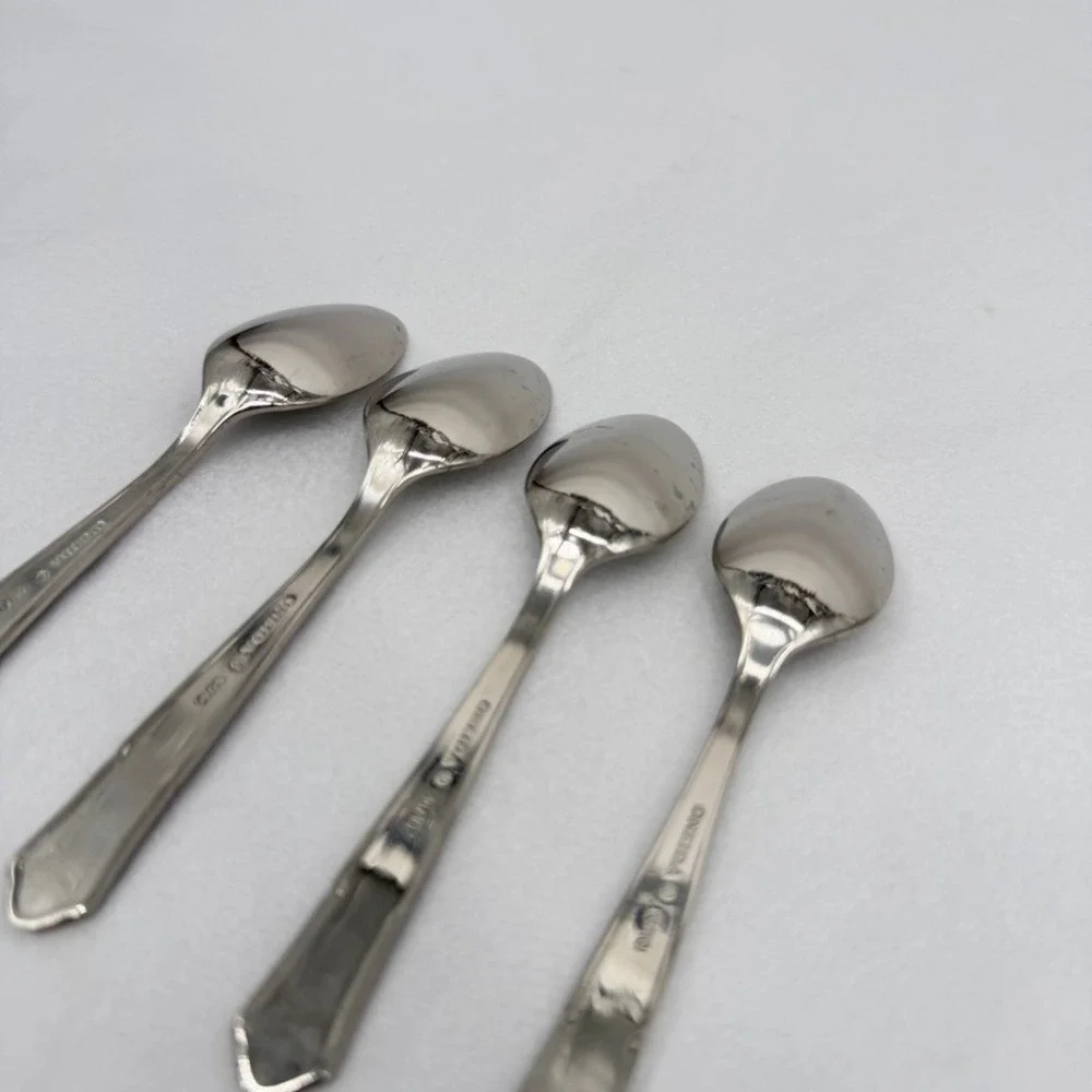Oneida 18/10 Demitasse Dessert Mini Spoons Stainless Steel Flatware 4pc 4.25